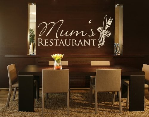 Mums Restaurant Wall Decal , kitchen wall decal, sticker, mural vinyl art home decor, quotes and sayings , 3967 , White, 47in x 21in